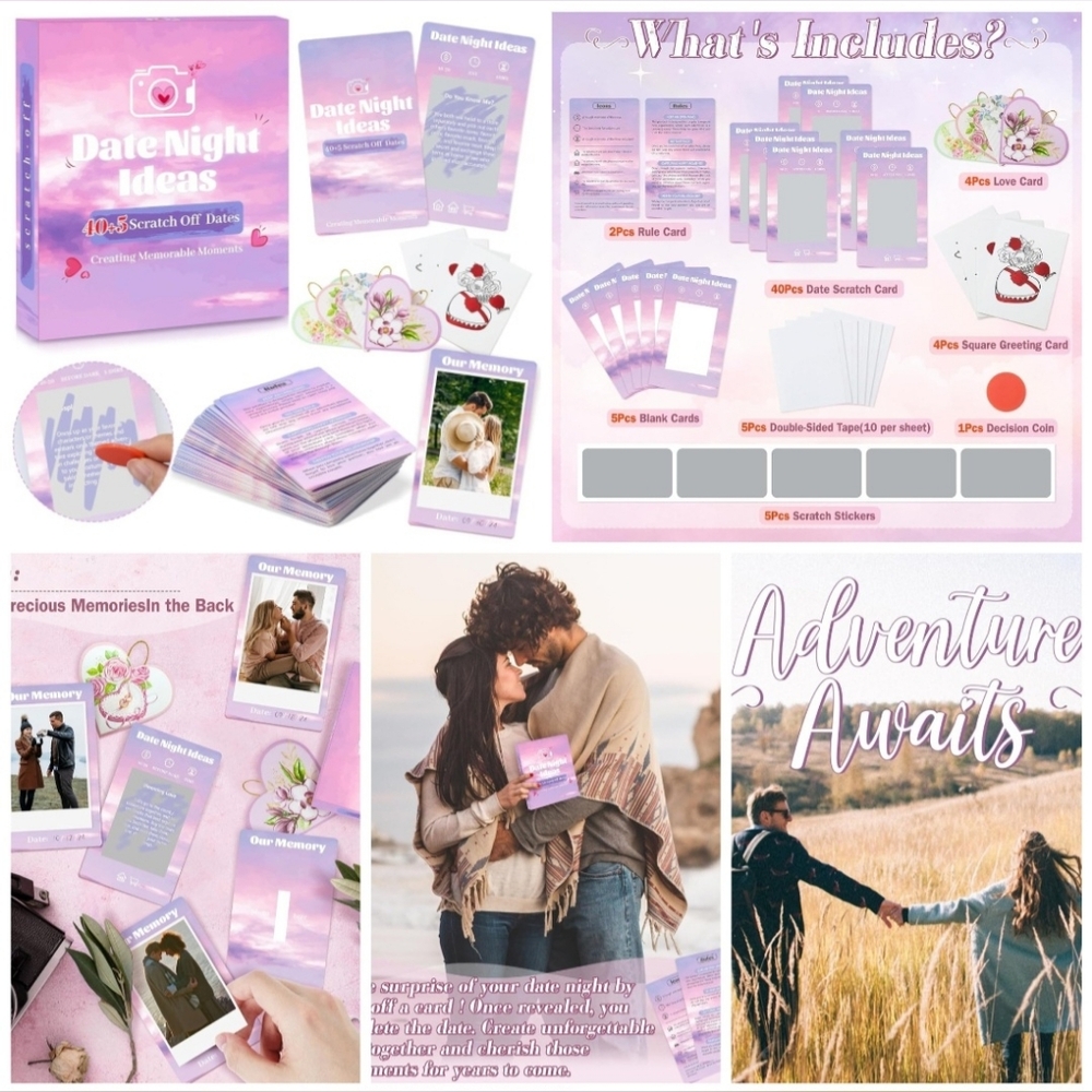 🍎New 40 Date Night Ideas Cards Games Fun Couples Wedding Scratch Off Gifts Love